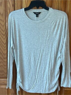 Simply Vera Vera Wang Light Gray Long-Sleeve Side-Ruched Tee